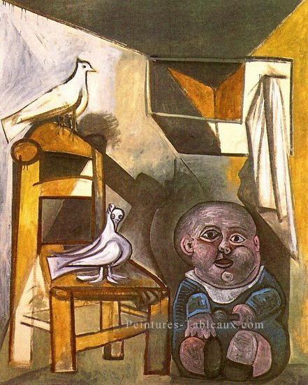 L enfant aux colombes 1943 cubiste Peintures à l'huile